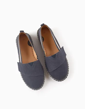 Linen Espadrilles with Jute for Boys, Dark Blue