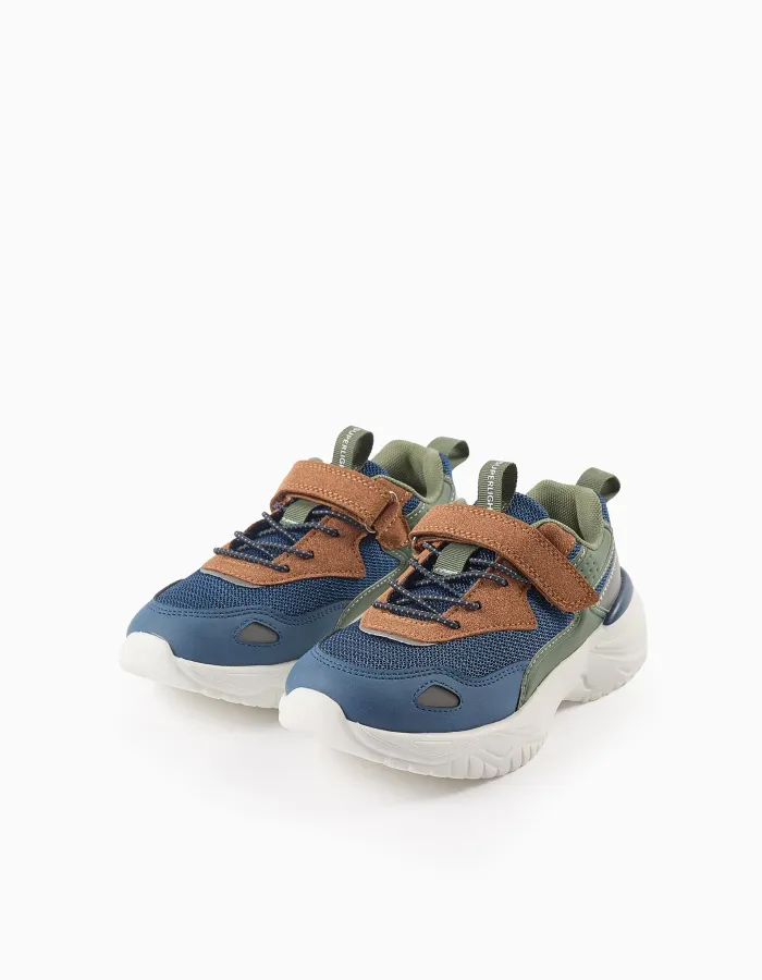 Trainers for Boys 'ZY Superlight Runner', Blue/Green/Camel