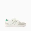 Retro Trainers with Touch Fasteners for Boys, white/green