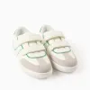 Retro Trainers with Touch Fasteners for Boys, white/green
