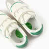 Retro Trainers with Touch Fasteners for Boys, white/green