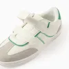 Retro Trainers with Touch Fasteners for Boys, white/green