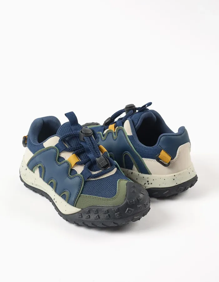 Trainers with adjustable laces Superlight Runner for boys, blue/white/green