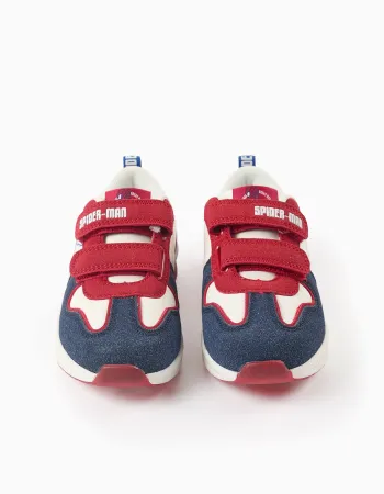Light-up combined trainers with Spider-Man for boys, white/red/blue