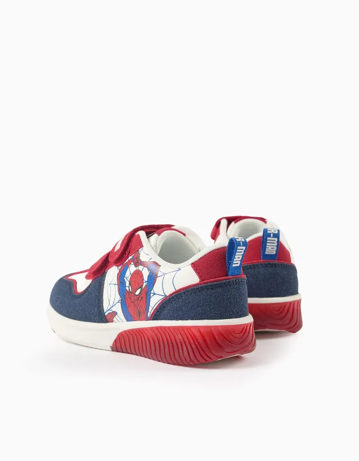 Light-up combined trainers with Spider-Man for boys, white/red/blue