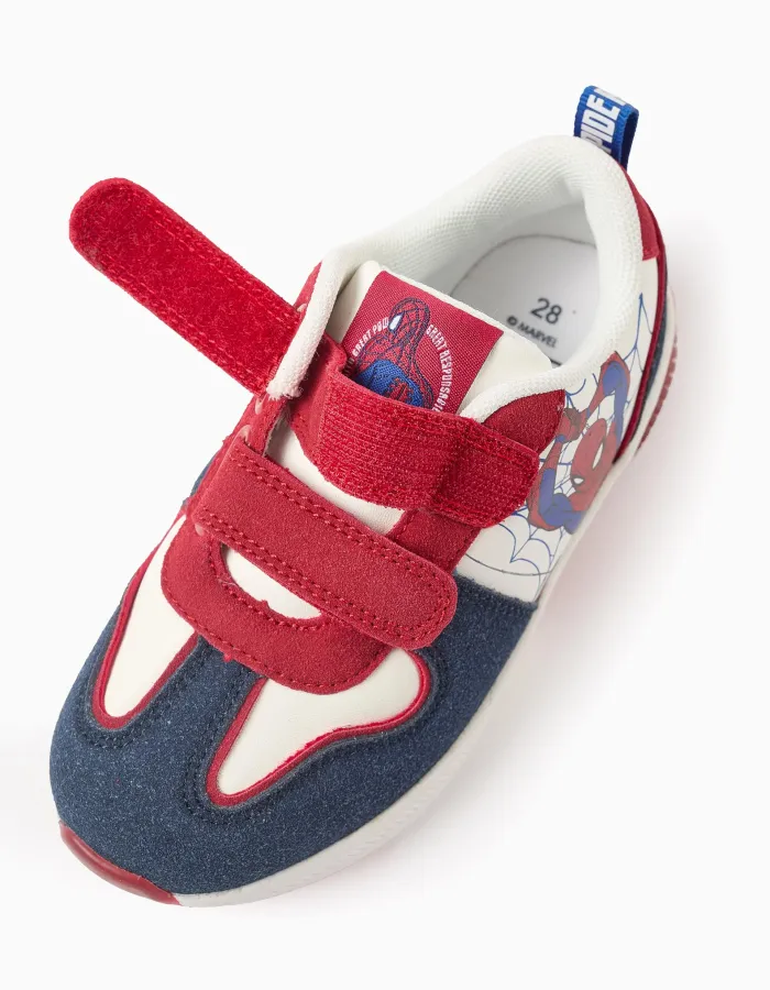 Light-up combined trainers with Spider-Man for boys, white/red/blue