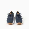 Flyknit trainers with laces for boys, dark blue/camel