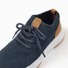 Flyknit trainers with laces for boys, dark blue/camel
