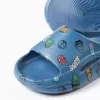 Slides with Marvel motif and non-slip sole for boys, blue