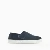 Linen espadrilles with touch-fastener for boys, dark blue