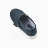 Linen espadrilles with touch-fastener for boys, dark blue