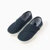 Linen espadrilles with touch-fastener for boys, dark blue