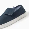 Linen espadrilles with touch-fastener for boys, dark blue