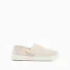 Linen espadrilles with touch-fastener for children, light beige