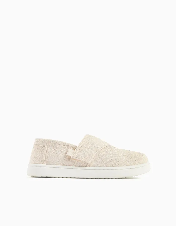 Linen espadrilles with touch-fastener for children, light beige