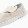 Linen espadrilles with touch-fastener for children, light beige