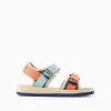 Sandals with touch-fastening straps for boys, orange/blue