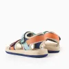 Sandals with touch-fastening straps for boys, orange/blue
