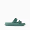 Rubber footbed sandals with double buckle for boys, dark green
