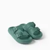 Rubber footbed sandals with double buckle for boys, dark green