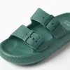 Rubber footbed sandals with double buckle for boys, dark green