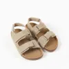 Suede footbed sandals with cork insole for boys, beige