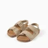 Suede footbed sandals with cork insole for boys, beige