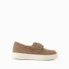 Boat shoes in suede with touch-fastener B&S for boys, brown