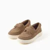 Boat shoes in suede with touch-fastener B&S for boys, brown