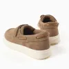 Boat shoes in suede with touch-fastener B&S for boys, brown