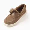 Boat shoes in suede with touch-fastener B&S for boys, brown