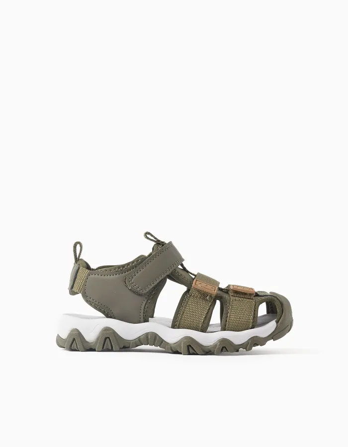 Superlight fisherman sandals with non-slip sole for boys, dark green