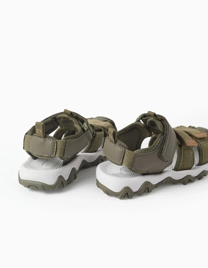 Superlight fisherman sandals with non-slip sole for boys, dark green