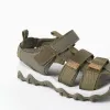Superlight fisherman sandals with non-slip sole for boys, dark green