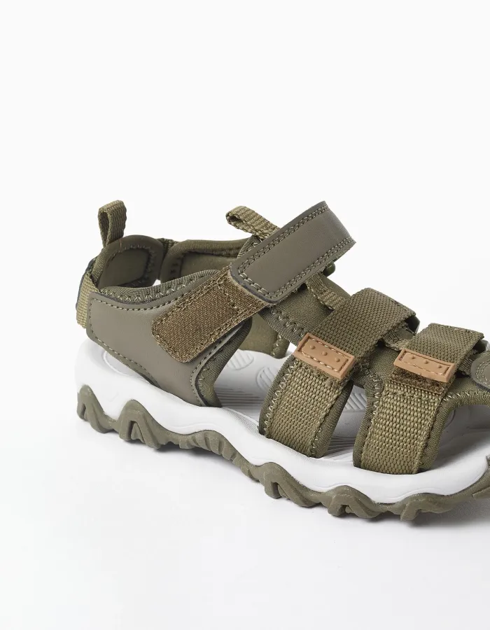 Superlight fisherman sandals with non-slip sole for boys, dark green