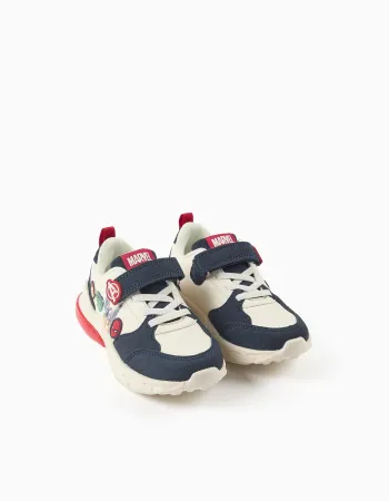 Light-up trainers with Avengers print for boys, white/red/blue