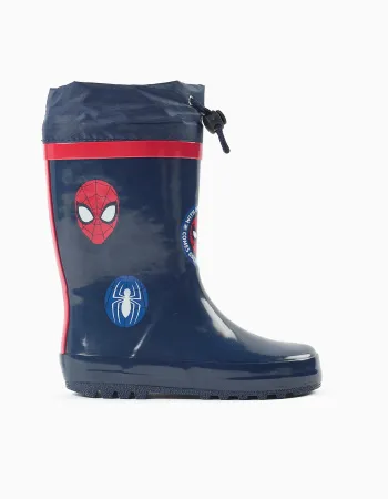 Rubber wellies with Spider-Man prints for boys, navy blue