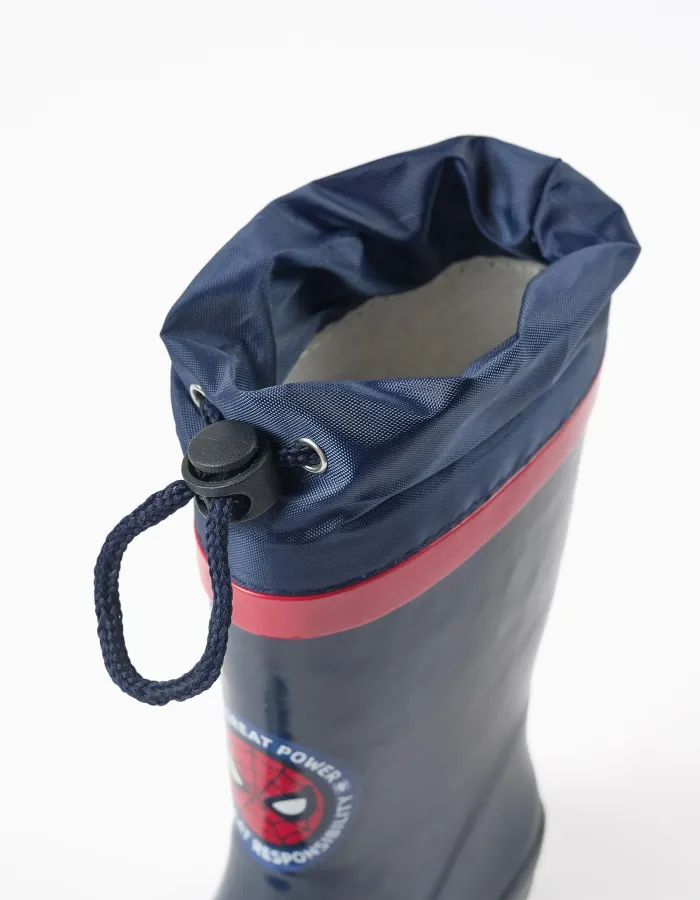 Rubber wellies with Spider-Man prints for boys, navy blue