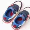 Light-up trainers with Spider-Man print for boys, white/blue/red