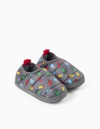 Quilted slippers with Avengers print and sherpa lining for boys, grey