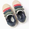 Trainers with touch-fastening straps for boys, beige/blue/red/green