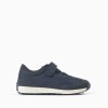 Dual-fabric trainers with non-slip sole for boys, dark blue