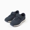 Dual-fabric trainers with non-slip sole for boys, dark blue