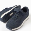 Dual-fabric trainers with non-slip sole for boys, dark blue