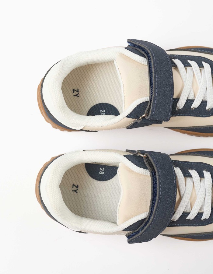 Trainers with non-slip rubber sole for boys, blue/beige/white
