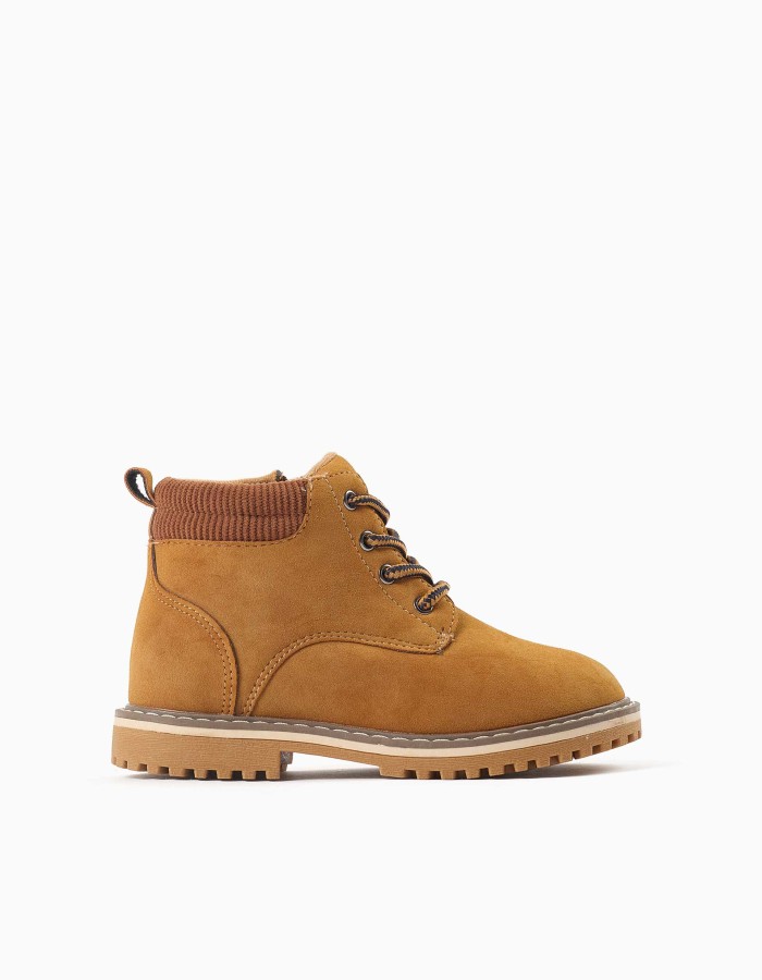 Suedette mountain boots with laces for boys, light brown