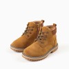 Suedette mountain boots with laces for boys, light brown