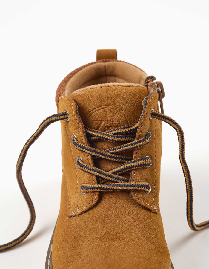 Suedette mountain boots with laces for boys, light brown
