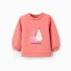 Brushed Sweatshirt with Print for Newborn Girls 'Shapes', Coral