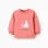 Brushed Sweatshirt with Print for Newborn Girls 'Shapes', Coral